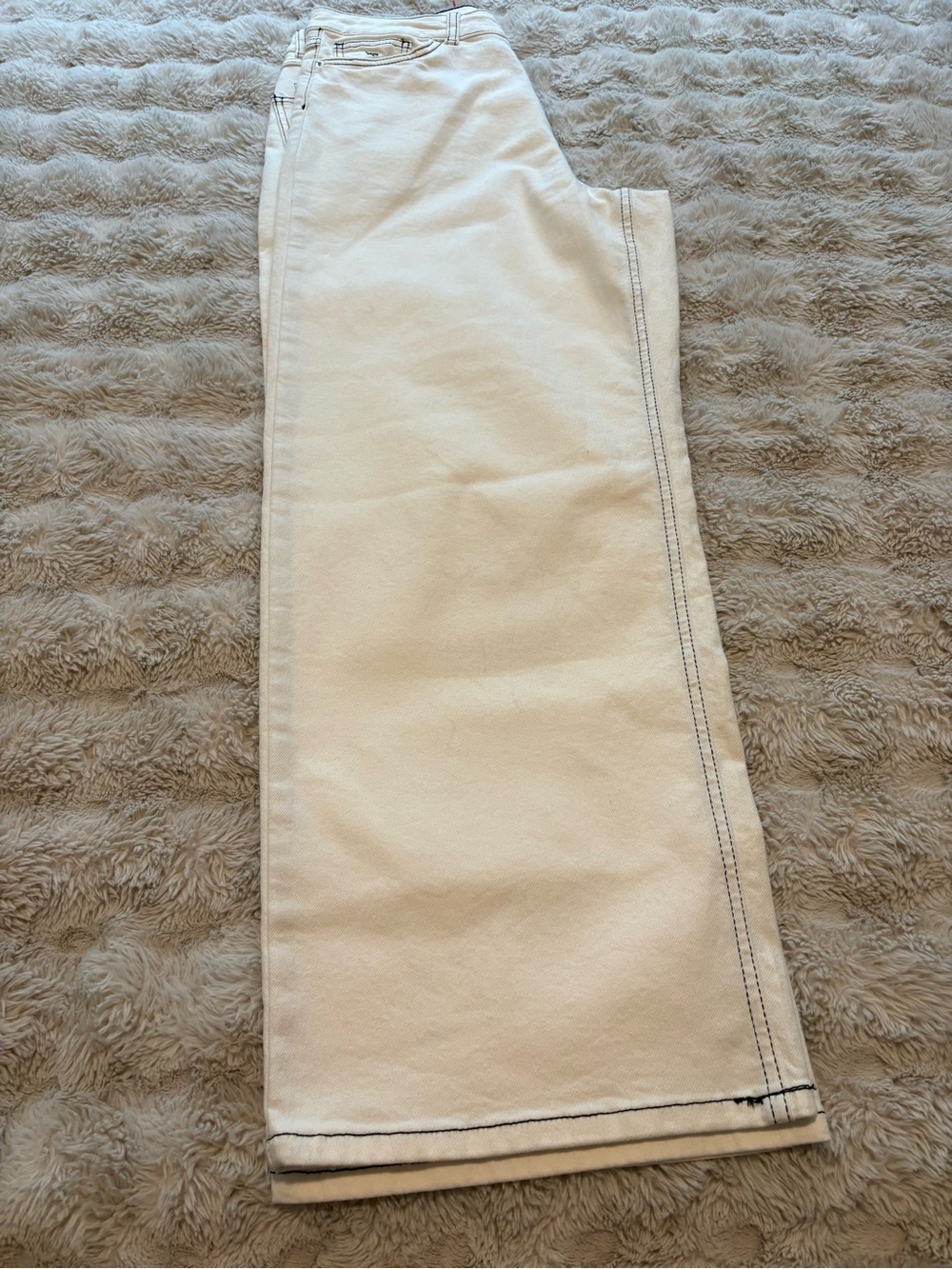 Frances Valentine Ace Wide-Leg High-Rise Women’s Jeans - Cream Size 12 - Picture 7 of 16